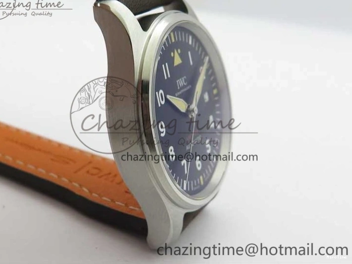 MIROTIME 0303 Original Pilot IW326803 SS MK 1:1 Best Edition Black Dial on Brown Leather Strap MIYOTA 7146